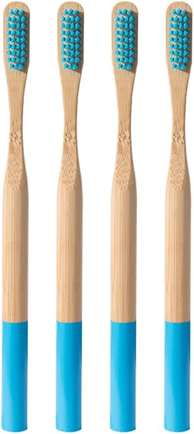 HEALLILY Bamboo Toothbrush 4 Pack Biodegradable Manual Toothbrushes for Adults Soft Bristle Ergonomic Non-Slip Handle Eco-Friendly Oral Care for Travel Home