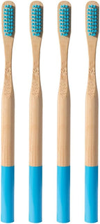 HEALLILY Bamboo Toothbrush 4 Pack Biodegradable Manual Toothbrushes for Adults Soft Bristle Ergonomic Non-Slip Handle Eco-Friendly Oral Care for Travel Home