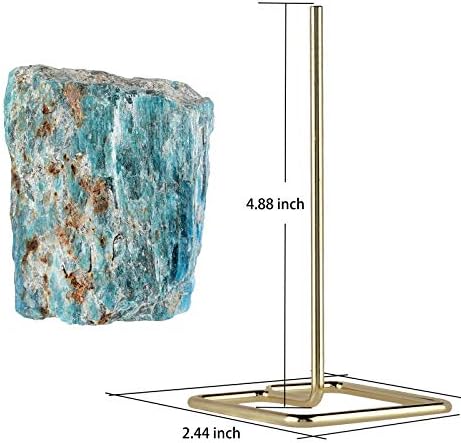 mookaitedecor Natural Blue Apatite Raw Rough Stone with Stainless Stand, Gemstone Specimen Healing Crystal Stone Display for Office Home Decor 6.7"-7.8" Tall