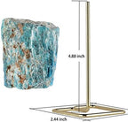 mookaitedecor Natural Blue Apatite Raw Rough Stone with Stainless Stand, Gemstone Specimen Healing Crystal Stone Display for Office Home Decor 6.7"-7.8" Tall