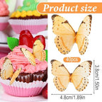 40 Pcs Edible Butterflies Cupcake Toppers Yellow Butterfly Cake Decorations Cupcake Picks for Butterfly Theme Wedding Baby Shower Birthday Party Cake Decorations Supplies