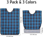 3 Pcs Adult Bibs for Men Clothing Protector with Crumb Catcher for Eating Reusable Feeding Bib for Elderly Senior