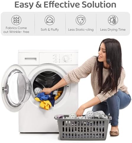 Wool Dryer Balls 6 Pack, Natural Fabric Softener, Dryer Balls Laundry Reusable, Reduces Clothing Wrinkles and Saves Drying Time (Gray)