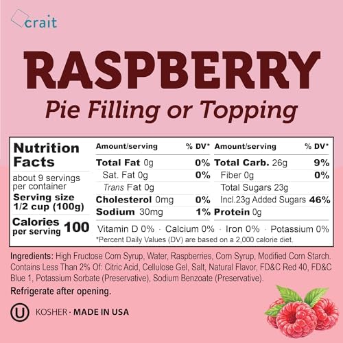 Raspberry Pie Filling Easy Squeeze Bag, 2 lb – Thick Raspberry Dessert Filling for Cakes, Cookies, Pastry, Cheesecake & Baking