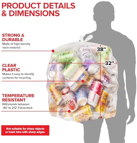 Stock Your Home Clear Trash Bags – 30-33 Gallon (250 Pack) – Disposable Leak-Resistant Garbage Can Liners for Office, Bathroom, Deli, Produce, Dog Poop, Cat Litter