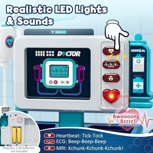Lehoo Castle Doctor Kit for Toddlers 3-5, Kids Doctors Play Set, Mobile Cart with Lights and Sound, Pretend Play Stethoscope Toys for Girls 3 4 5 Years Old