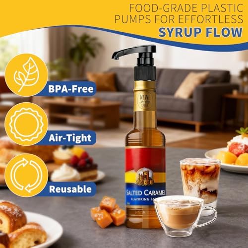 3 PCS Syrup Pump Compatible with Jordans Skinny and Torani, Coffee Syrup Pump Dispenser, Fits 350ml/12.7 Oz Bottles, Accurate Dispensing, with Lockable Design, Easy to Use and Clean, for Syrups Bottle