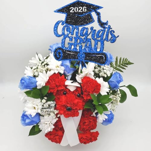 Congrats Grad Cake Topper Blue Glitter Class of 2026 Cake Topper You Did It Cake Decorations for 2026 Senior High School/College/University Happy 2026 Graduation Party Supplies Decorations