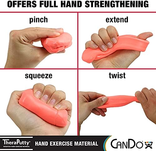 CanDo Theraputty Plus Hand Exercise Putty for Rehabilitation, Exercises, Hand Therapy, Hand Strengthening, Stress Relief - Red 3 oz Soft