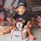 Baseball 1st Birthday Cake Topper - Sports One Birthday Party Decorations,Rookie of the First Year Cake Topper,Sports Theme Centerpieces,Baseball Party Photo Props