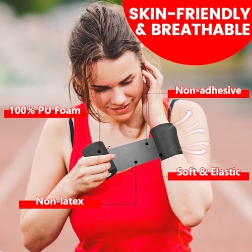 9 Pack Pre Wrap Athletic Tape, 2.76 Inch x 11 Yards Prewrap Tape for Hair Soccer, Pre Wrap Foam Underwrap Tape, Soccer Pre Wrap Tape, Prewrap Tape for Hair, Wrists, Hands, Ankles, Knees - Black