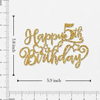 Happy 5th Birthday Cake Topper Children's 5th Birthday Cake Supplies Boy or Girl Five Years Old Bday Party Decorations Gold Glitter