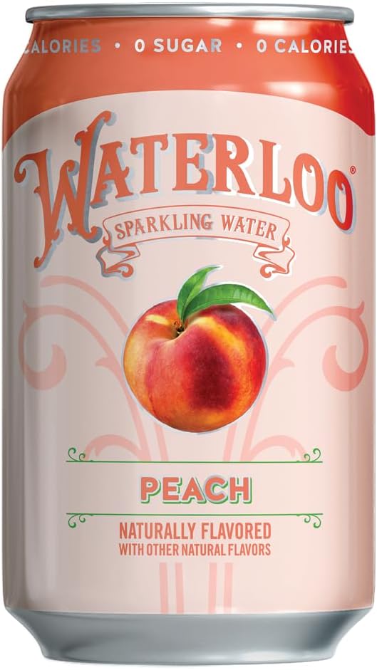 Waterloo Sparkling Water, Peach Naturally Flavored, 12 Fl Oz Cans (Pack of 12) – Zero Calories and Zero Sugar or Sweeteners