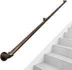 30-600cm Wrought Iron Stair Railing | Antique Brass Support Rod for Wall-Mounted ils Non-Slip Staircase Grip Handle for Home (Size: 360cm)