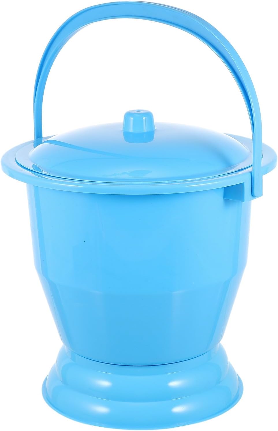 Portable Adult Urine Pot with Handle and Lid, Thickened Blue Plastic Chamber Pot and Pregnant Women, Convenient Bedpan for Home and Travel Use