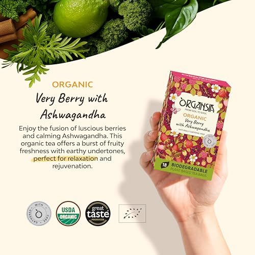 Organsia Herbal Tea - Very Berry with Ashwagandha - Certified Organic - Caffeine Free