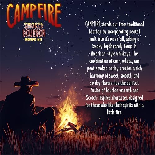 – Campfire Bourbon-Style Whiskey Recipe Kit – Cracked Corn & Smoky Malt Mash – Includes Oak Chips & Instructions – Home Distilling Kit for DIY Whiskey Maker