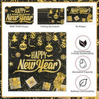 50Pcs New Year Napkins,Happy New Black Gold Foil Firework Disposable Guest Hand Towel Year Napkins Eve Party Supplies for 2026 Party Decorations