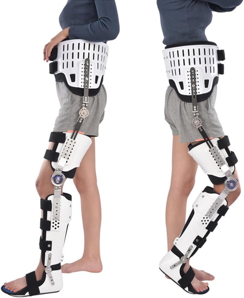 Knee Support Brace - Hip Knee Ankle Foot Orthosis Braces with Walking Boots for Hip Fracture Rehabilitation Equipment,Right