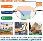 Multifocus Reading Glasses Women Progressive Multifocal No Line Bifocal Rimless Reader Blue Light Computer Eyeglasses