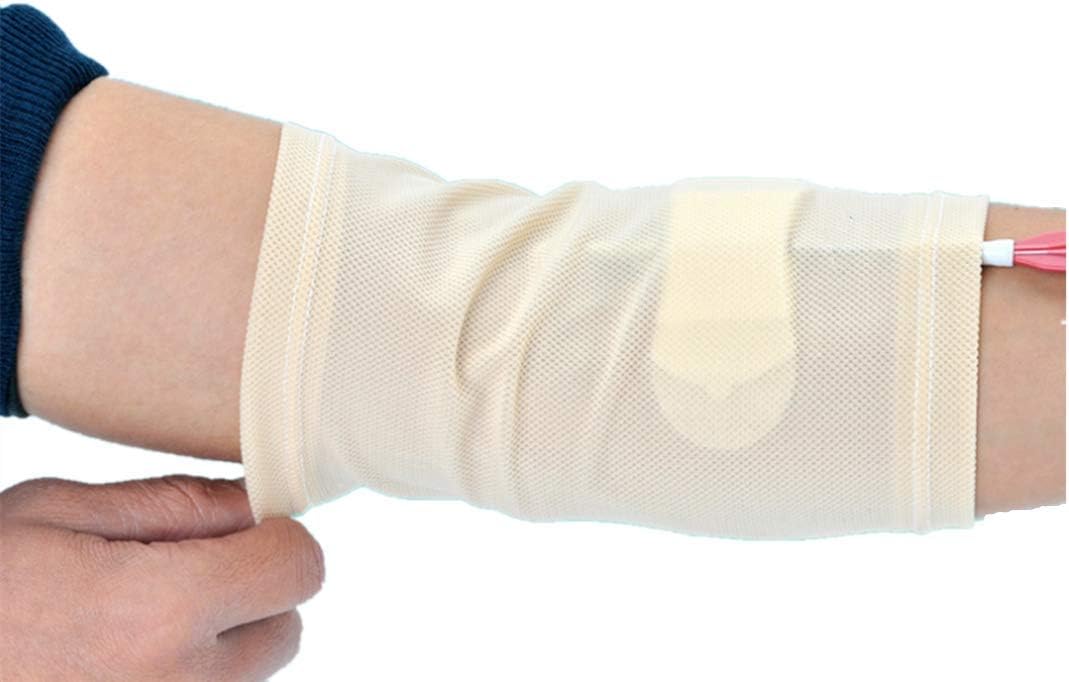 PICC Nursing Sleeve Cast Protector PICC Line Cover for Upper and Lower Arm,Ultra-Soft Breathable,Weight: 88-210 Pounds (Beige, M)