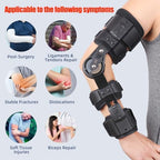 GHORTHOUD Hinged ROM Elbow Brace - Adjustable Post Op Elbow Brace Stabilizer Splint with Strap Sling Arm Injury Recovery Support After Surgery for Men Women (Left, Black)