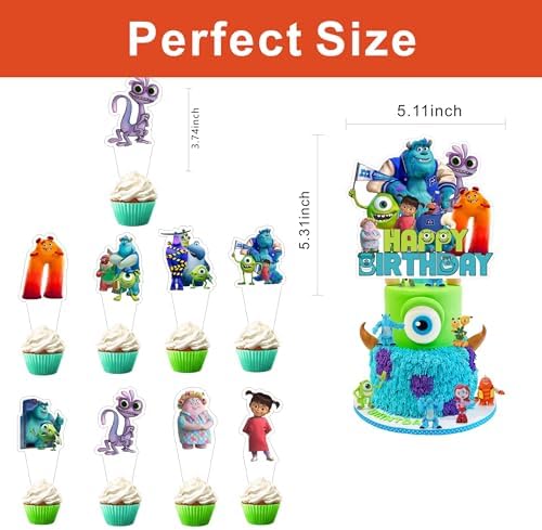 25Pcs Cartoon For Monster Cupcake Toppers,Inspired Cupcake Picks School Wizard Theme Birthday Party Cake Decorations Supplies.