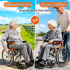 Wheelchairs for Adults,Self-propelled Wheelchair Lightweight Foldable Transport Wheelchair for Seniors,23.5lbs Portable Transfer Chair with Adjustable Leg Rest & Footrest
