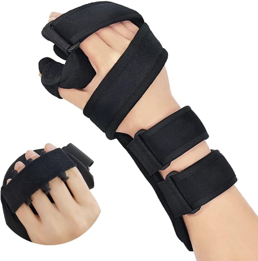 OSK Soft Functional Resting Hand Splint for Flexion Contractures - Stroke Hand Brace- Corrective, Supportive Brace for Correction, Comfort & Pain Relief (Small, Right)