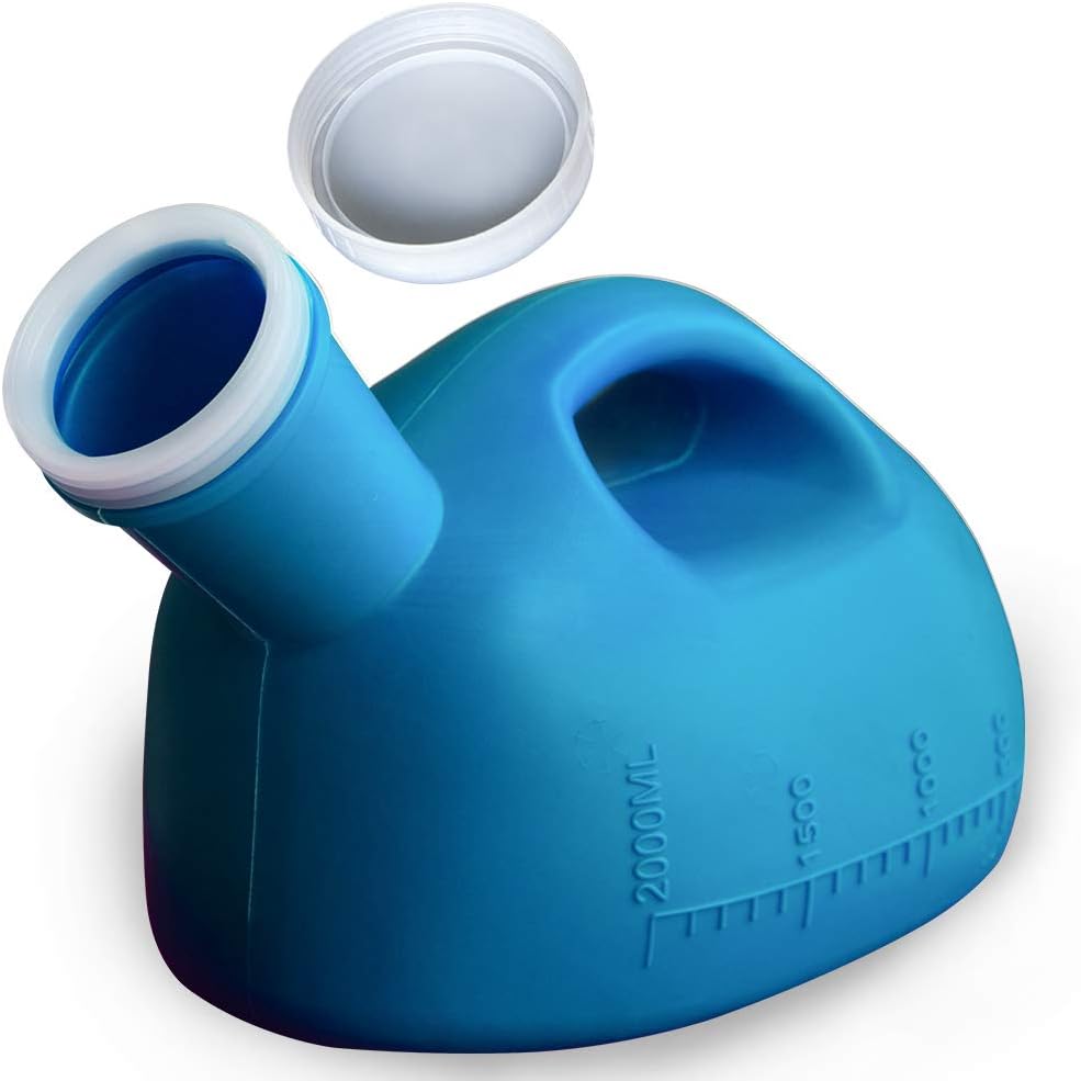 2000ml Men's Urinal, Men's Urinal with Screw-On Lid, Portable Travel Urinal, Suitable for the Elderly, Individuals with Limited Mobility, Travel, Camping, and Bedside use at Home