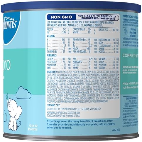 Good Start | Dr. Brown's Soy-ease Pro Baby Formula Powder, for Sensitive Tummies, Dairy Free and Lactose Free for Fussiness and Gas, Non-GMO, 20 Oz