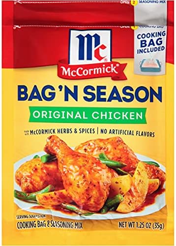 McCormick Bag 'n Season Original Chicken Cooking Bag & Seasoning Mix, 1.25 oz (Pack of 6)