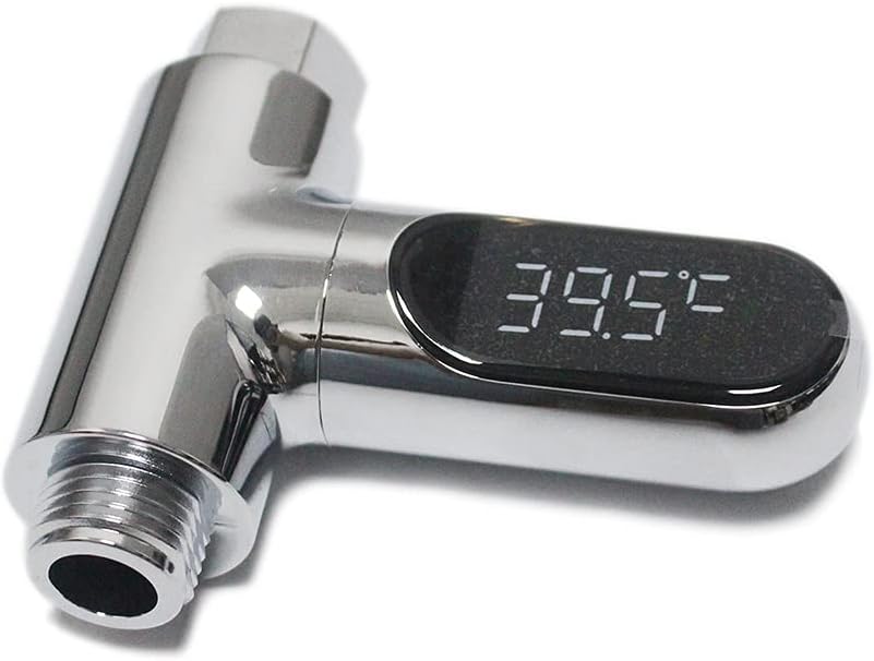 Shower Thermometer Led Digital Display Baby Bath Water Fahrenheit Celsius Thermometer 360°Rotating Screen for Home Bathroom Kitchen (Silver)