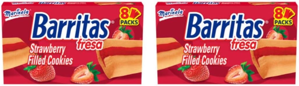 Marinela Barritas Fresa Strawberry Soft Filled Cookie Bar 2 Pack (16 Count)