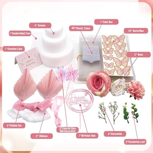 Cash Gifting Cash Gift Box，Happy Gift Box Money Flower Cake, DIY Surprise Gift for Valentine's Day (Pink three-tier)