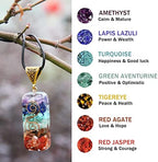 Orgone Chakra Pendant 7 Chakra Stones Necklace Orgonite Pendant with Adjustable Cord Crystals Necklace for Women Men