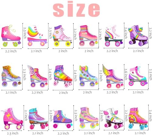 36pcs Roller Skate Cupcake Toppers Roller Skate Birthday Party Decorations Retro Hip Hop Roller Skating Theme Cupcake Picks for 80s 90s Roller Skate Theme Birthday Party Decor Supplies
