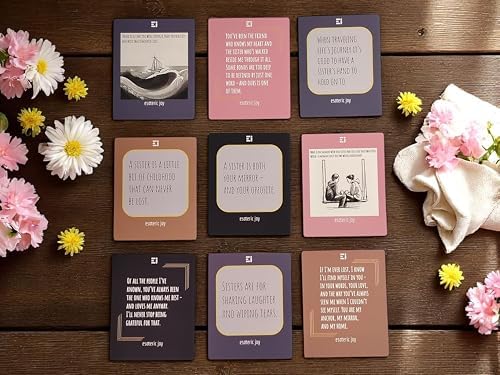 Sister Gift – A Thoughtful Keepsake of 104 Meaningful Messages She’ll Treasure, on 52 Double-Sided Quote Cards with Wooden Stand