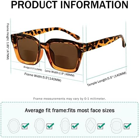 Eyekepper Bifocal Sunglasses for Women Reading under the Sun Stylish Bifocal Readers Tinted Lens Oversize - Tortoise +3.00