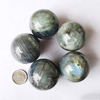 40mm Moonstone Healing Crystal Divination Sphere Sculpture Figurine Gemstone Ball,Feng Shui Chakra Aura Home Desk Decor Decorative Collection,with Wooden Stand