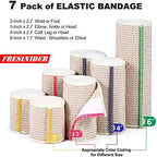 FRESINIDER Premium Elastic Bandage Wrap (7pack) Self Adhesive Cotton Latex Free Compression Bandage Wrap with Touch Closure at Both Ends, Support & First Aid for Sports, Medical, and Injury Recovery