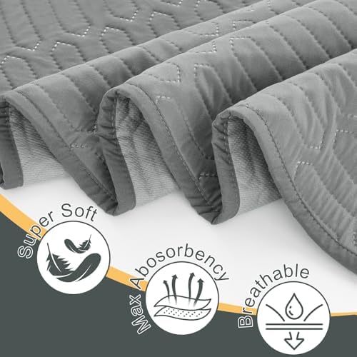Washable Underpads (34x36 Inch) - Waterproof Reusable Bed Underpads, Heavy Absorbency Incontinence Bed Pads for Adults, Kids, Elderly, and Pets, Leakproof & Non-Slip Mattress Pad for Bedwetting