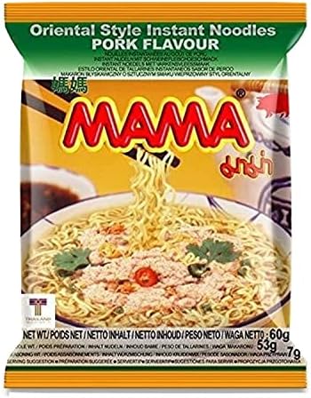 Mama Oriental Style instant noodles Mix Flavor Bundle Package Total 30 Packs (4 Flavor Mix Shrimp Tom Yum, Pa Lo Duck, Shrimp Creamy Tom Yum, Pork), each flavor 7-8 bags Total 30 small bags noodle