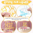 150pcs Gold Happy Birthday Cake Toppers Bulk Mirror Acrylic Cupcake Topper Double-Sided Dessert Decorations for Girls Women's Happy Birthday Sign for Cake Side Cupcake Decorations Party Supplies