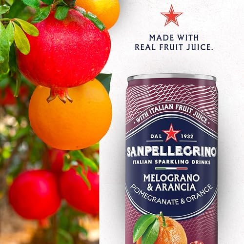 Sanpellegrino Italian Sparkling Drink Melograno And Arancia, Sparkling Orange And Pomegranate Beverage, 24 Pack Of Cans