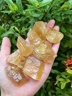 GAF TREASURES 1 Pound Honey Calcite Rough, Natural Honey Calcite Stones - Raw Calcite Honey Rock for Decor, Tumbling, Cabbing, Polishing, Fountain Rocks, Wicca, and Reiki (Honey Calcite)