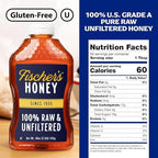 Fischer’s 100% Pure, Raw & Unfiltered Honey – USA Made Honey – All-Natural Sweetener – Rich Flavor Profile, Packed with Nutrients, 40 oz (Pack of 2)