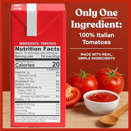Pomì Finely Chopped Italian Tomatoes 26.46oz (Pack of 12) - 100% Fresh Flavor in BPA-Free Carton - Perfect for Sauces, Pasta, Pizza & More, Non-GMO, Gluten-Free, Clean Eating Canned Alternative