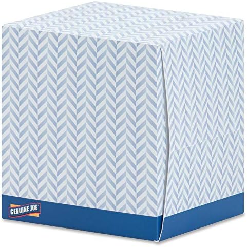 Genuine Joe Facial Tissue Cube Box, 7.9" x 7.5", 2-Ply, 85 Sheets/Box, 36 Count