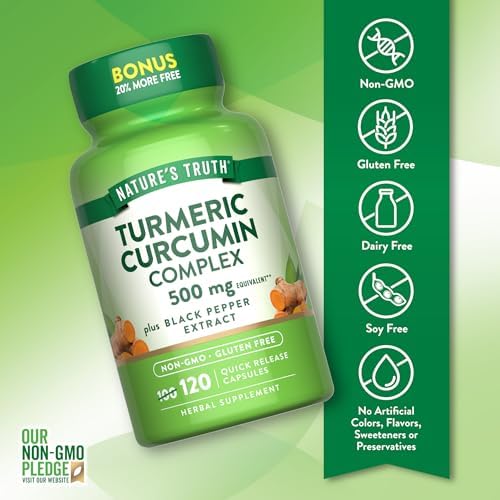 Nature's Truth Turmeric Curcumin | 120 Capsules | with Black Pepper Extract | Non-GMO and Gluten Free Supplement
